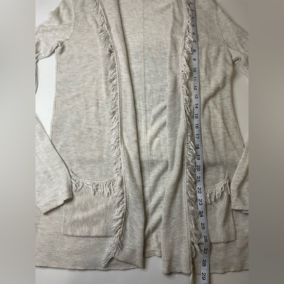 Lilly Pulitzer Bridget Fringe Cardigan Gray Wool Cashmere Blend Sz M Open Front - Picture 3 of 7